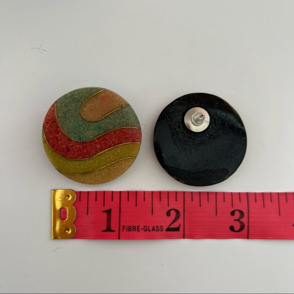 Vintage Round Rainbow Earrings - Picture 2 of 5